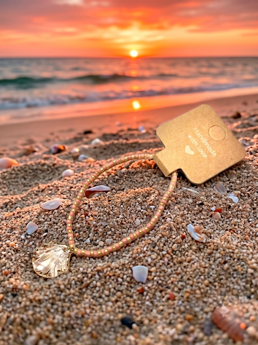 Gentle Orange Sea | Japanese Refined Shell Charm Bracelet